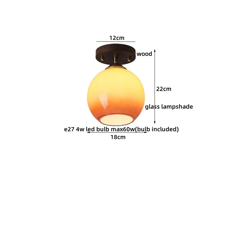 LED Ceiling Lamp Japanese Style Glass Modern Living Room Lighting