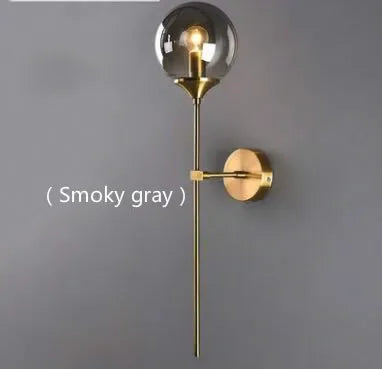 Golden Round Glass Wall Sconce: Modern Nordic Lighting Fixture for Home Decor