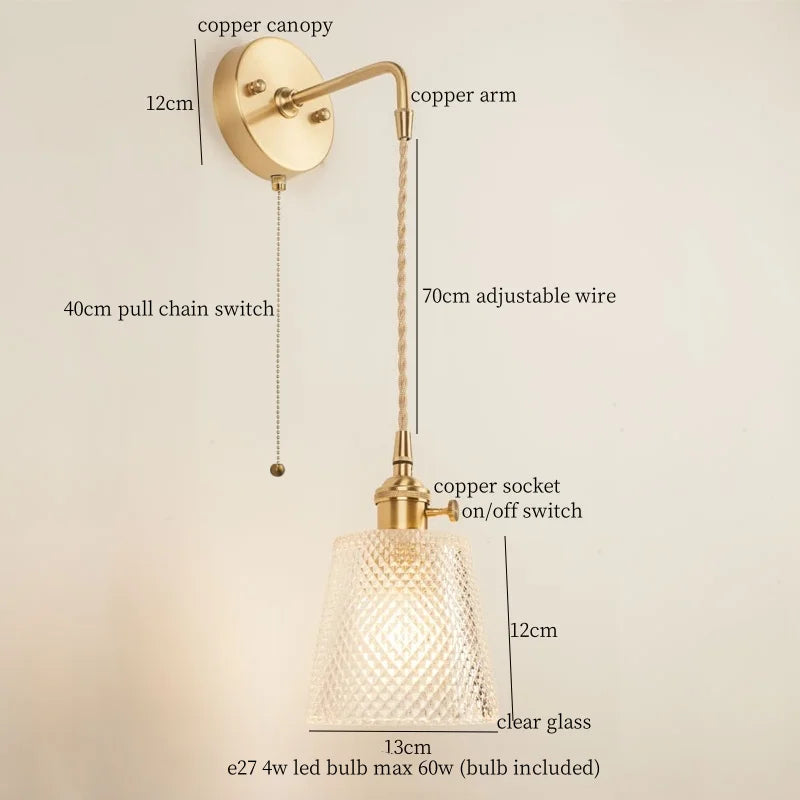 Afralia™ Copper LED Wall Lamp for Bedroom Sofa, Bathroom, Mirror, Stair Light