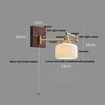 Copper LED Wall Lights Pull Chain Switch Bedside Lamp - Modern Nordic Design