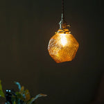 Afralia™ Stone Glass LED Pendant Light Japanese Vintage Copper Hanging Lamps