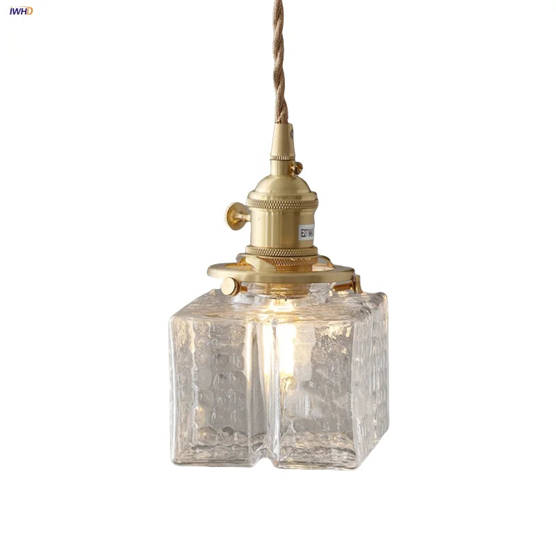 Ice Cube Glass LED Pendant Light Modern Home Decor Hanging Lamp