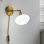 White Glass LED Wall Light | Modern Rotate Plug-In Sconce Lampara De Pared