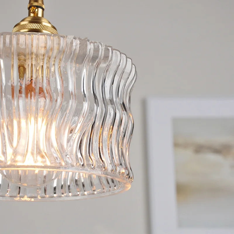 LED Brass Pendant Lamp Modern Clear Glass Dining Light