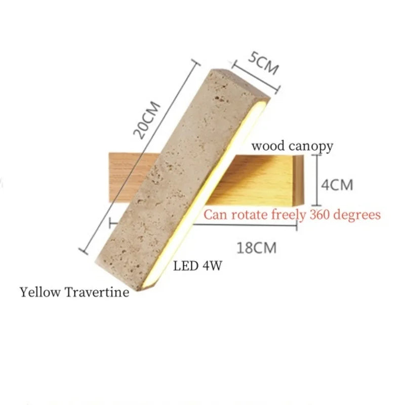 Afralia™ Nordic LED Wall Lamp Wood Yellow Travertine Mirror Light