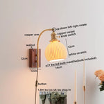 Ceramic Walnut LED Wall Lights Modern Bedside Lamp - Knob Switch