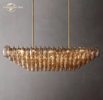 Chiara Smoke Glass Tiered Chandelier - Modern Large Rectangular Hanging Lights