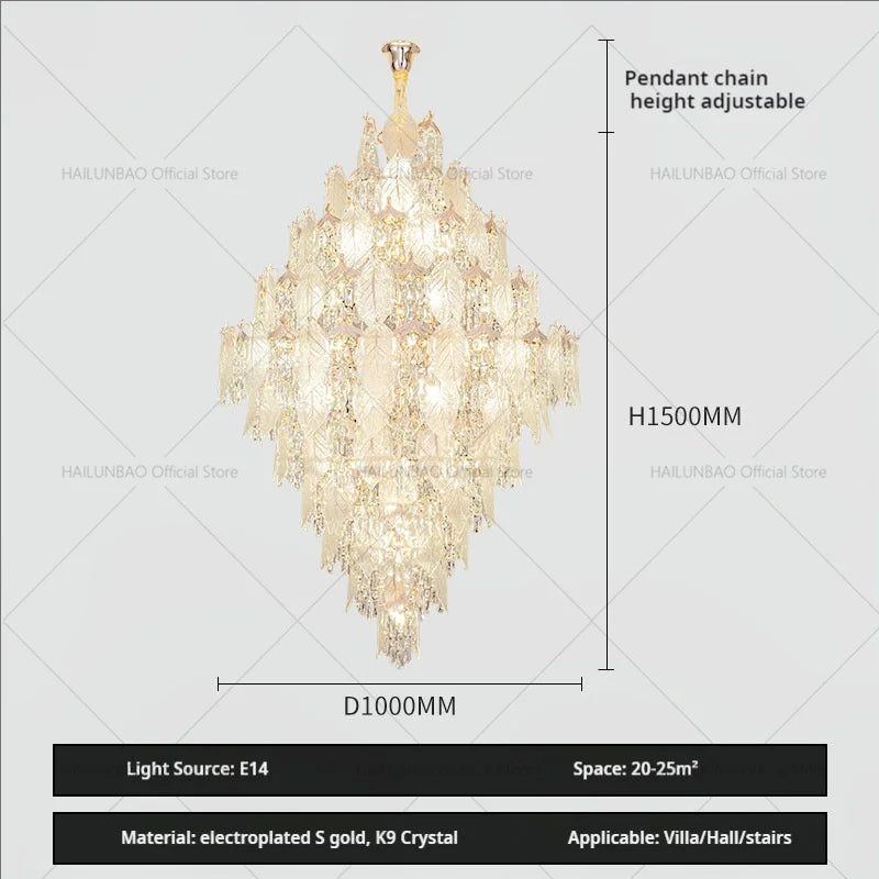 Modern Villa Rotating Crystal Chandelier