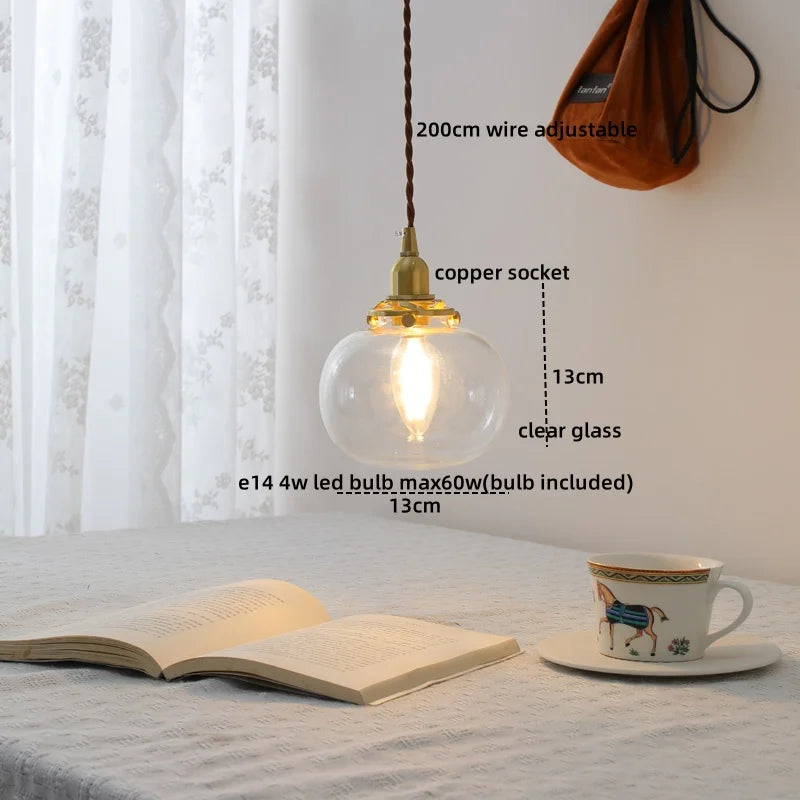 Copper Glass LED Pendant Lamps Modern Style Nordic Hanging Light Fixtures