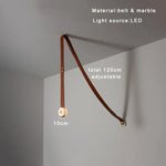 Soft Leather Marble Chandelier: Luxury Dimmable Lighting Fixture for Living Room or Cafe.