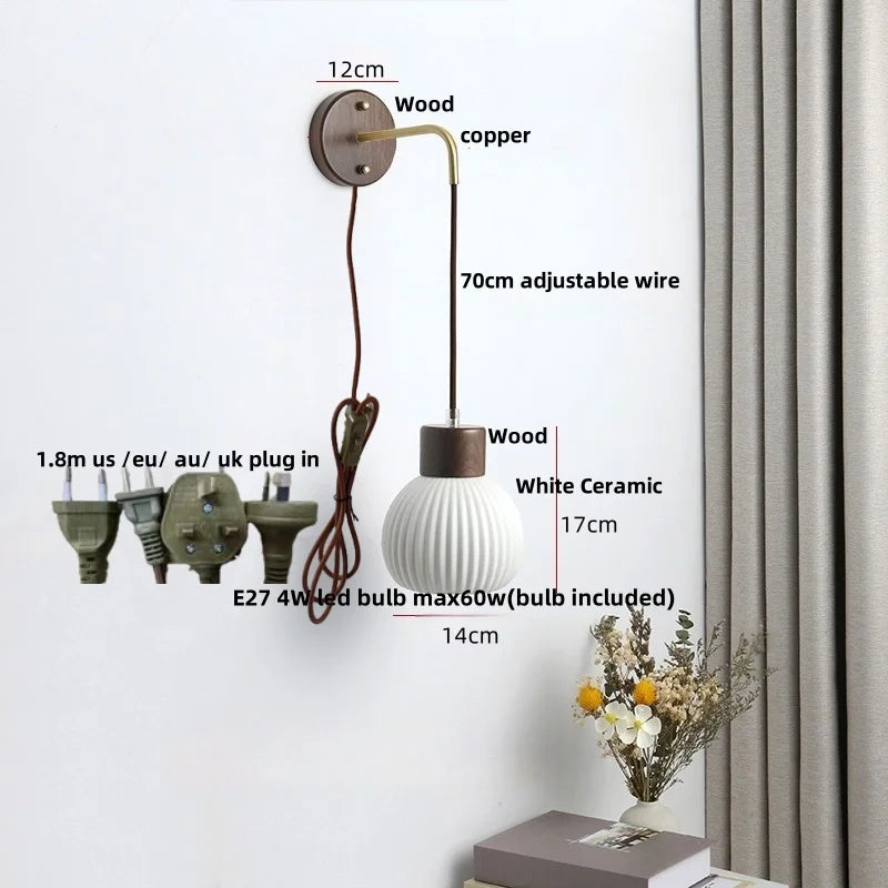 Ceramic LED Wall Lamp Modern Wood Decor Stair Light Fixtures