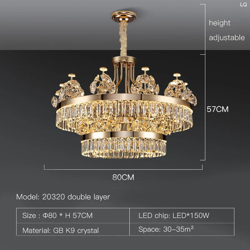 Crystal Chandelier: Postmodern Light Luxury Double-Layer Pendant for Home Living Room