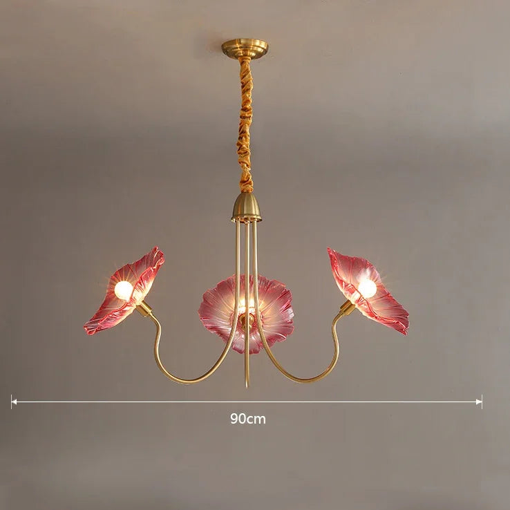 Lotus Leaf Glass Ceiling Chandelier with E14 Bulb