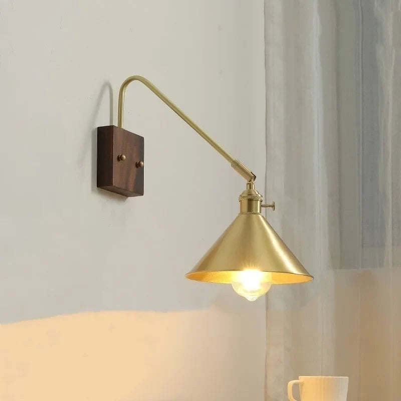 Walnut Copper LED Wall Lights Modern Bedside Lamp Applique Da Parete