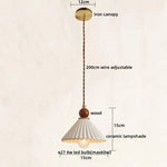 Ceramic Wood LED Pendant Lamp for Home Decor, Hanging Light Fixture
