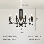 Black Metal Crystal Chandelier: Artistic LED Lighting for Home Decor