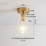 Copper Glass Ceiling Light Modern Nordic Bedroom Aisle Lamp