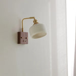 Ceramic LED Wall Light Fixture White Copper Walnut Ash Bedside Lamp