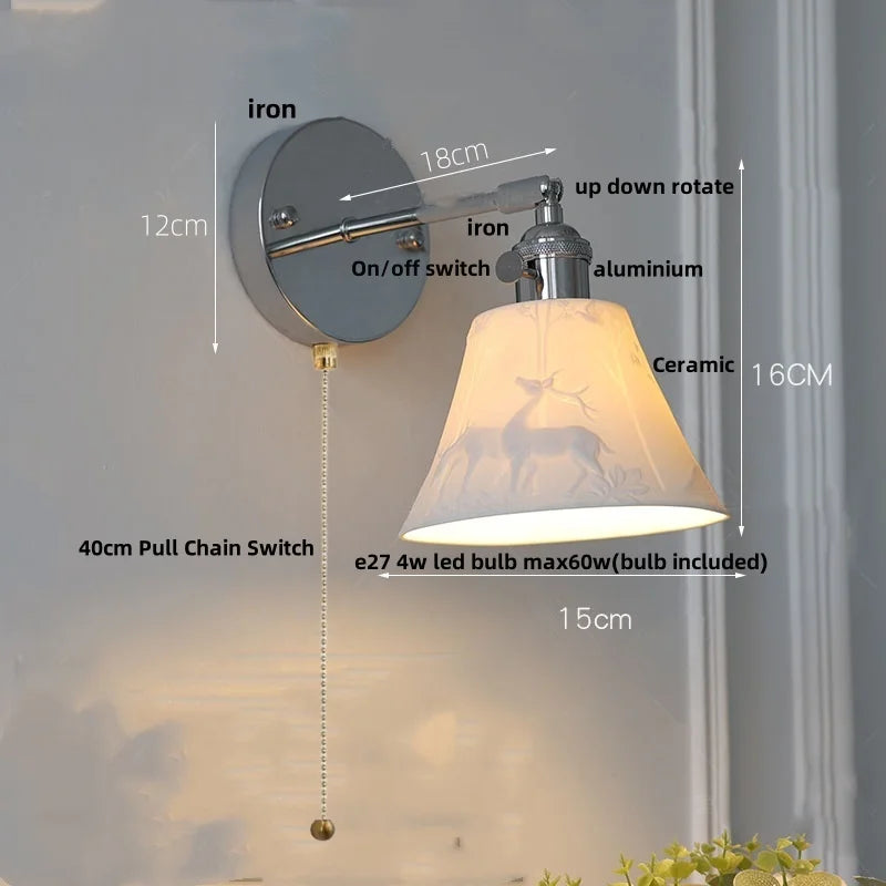 Iron Ceramic LED Wall Light Modern Living Room Sconce Wandlamp