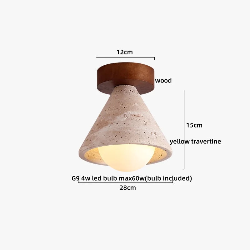 Up Down Rotate Ceiling Light Fixture Wood Stone Wabi Sabi Style Lighting