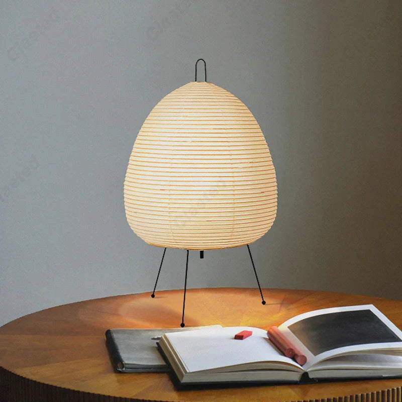 Akari Noguchi Table Lamp: Japanese Design Rice Paper Standing Light for Home & Bar Décor
