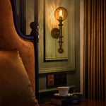 Afralia™ Tawny Glass LED Wall Sconce - Vintage Ash Wood Wandlamp