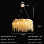 Modern E14 Pendant Lights by Afralia™: Tassel Design, Aluminium Construction, Chrome & Gold Finish