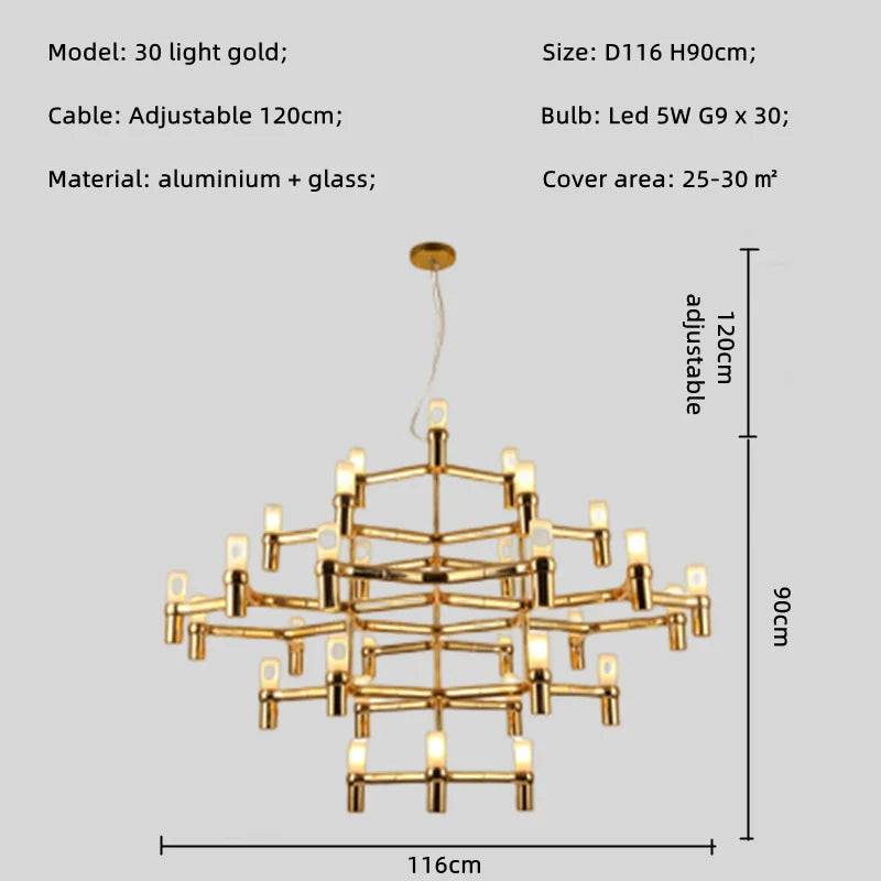 Afralia™ Metal Pendant Chandelier LED Lighting Fixture for Modern Luxury Foyer, Stairs & Indoor