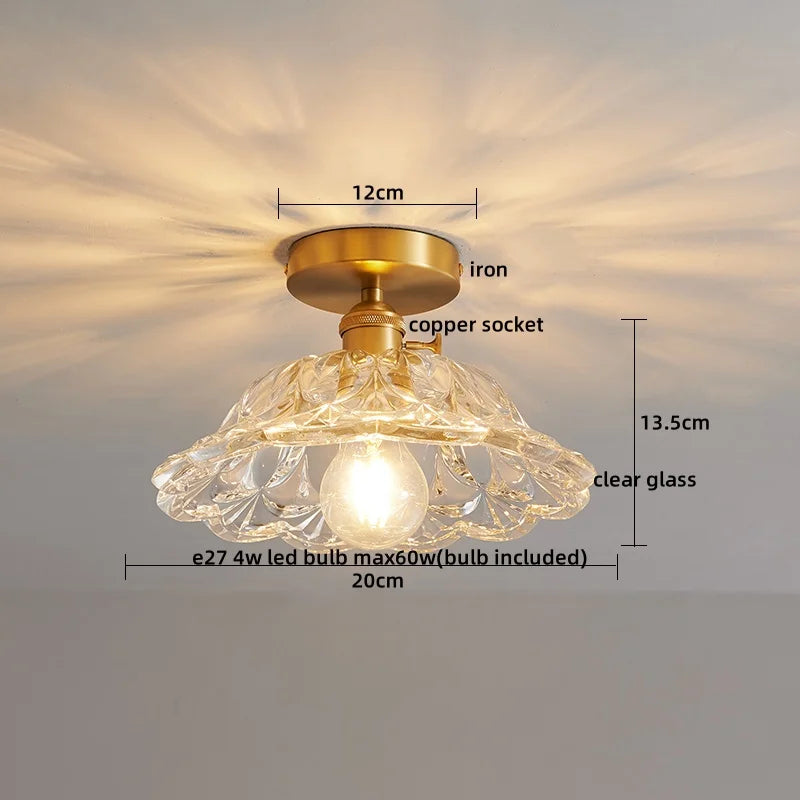 Glass Copper LED Ceiling Light - Simple Art Decorative Chandelier