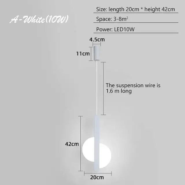 Nordic Luxury Black Bedroom Pendant Lamp Bedside Decoration Light