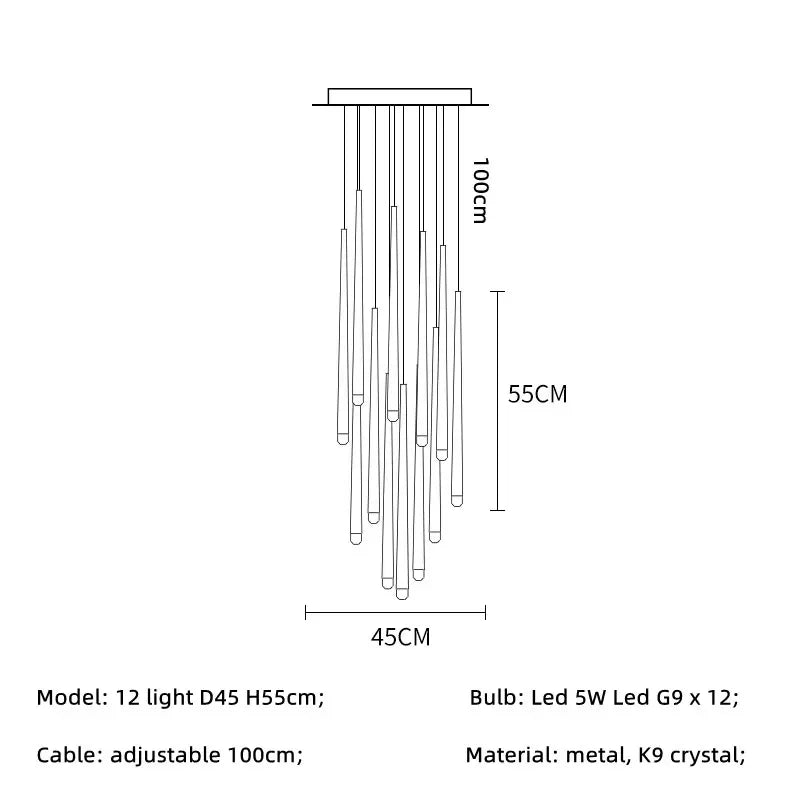 Gold Led G9 Pendant Chandelier for Modern Villa Stairs & Home Decor