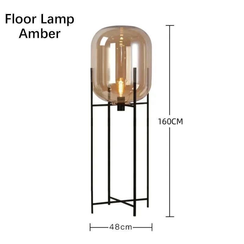 Modern Glass LED Floor Lamp for Living Room, Bedroom, Dining, and Home Decor