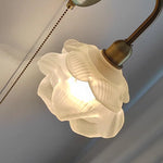 Pink Glass Copper Wall Sconce Pull Chain Switch Stair Light Fixtures