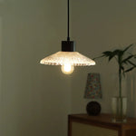 Clear Glass LED Pendant Light Fixture Wood Hanging Lamp