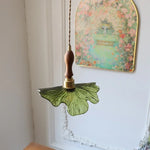 Afralia™ Flower Green Glass LED Pendant Lights Kitchen Restaurant Nordic Modern Hanging Lamp