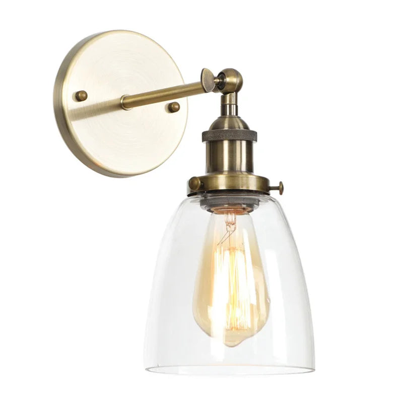 Vintage Single Arm LED Wall Lamp Iron Glass Retro Stair Light