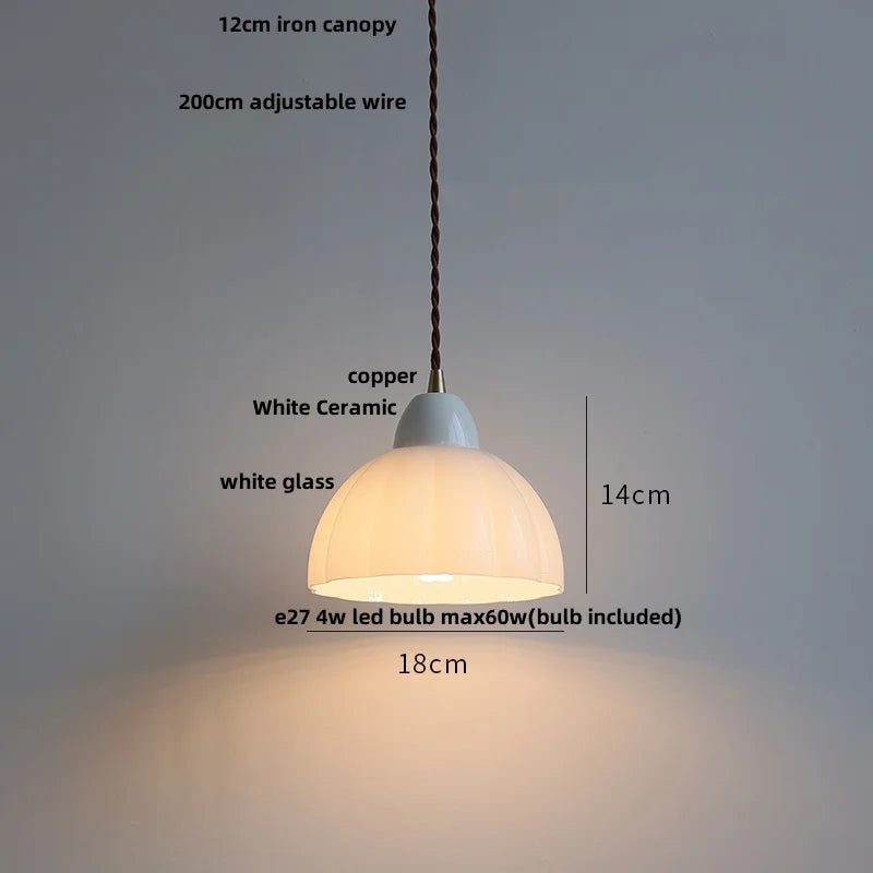 White Glass Adjustable LED Pendant Lamp Nordic Modern Hanging Lights