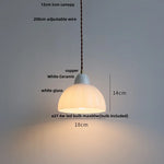 White Glass LED Pendant Lamp Copper Adjustable Hanging Light