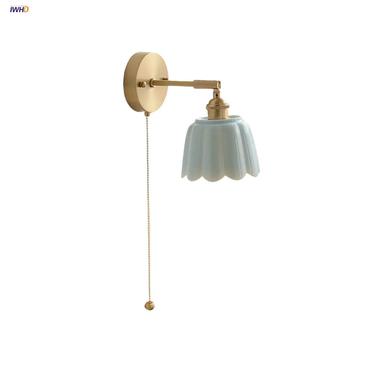 Copper Wall Light Fixture Bedroom Bedside Sconce White Ceramic Lamp