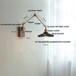 Rotatable 2-Swing Arm Walnut Wood LED Wall Lamp for Living Room & Cafe