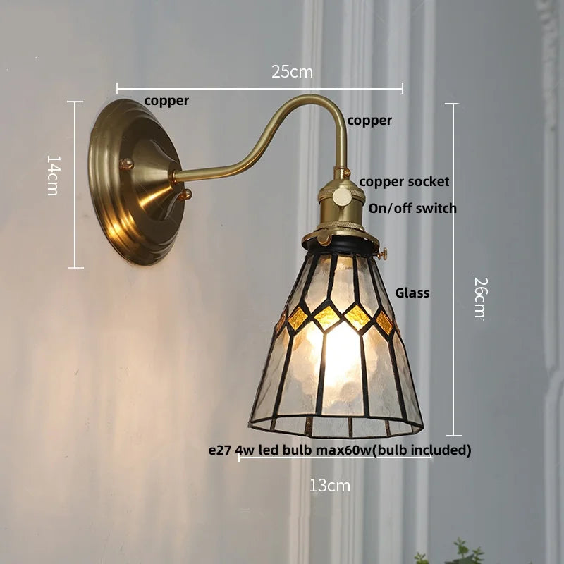 Nordic LED Wall Light Fixture Blue Glass Stair Light Bar Restaurant Bedroom Decor