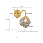Lava Ice Glass LED Wall Sconce Brass Vintage Wandlamp