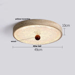 Yellow Travertine Stone LED Ceiling Lamp with Wood Canopy