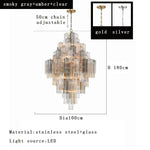 Classic Gray Glass Large Pendant Light - Vintage Lobby Hanglamp Lamparas