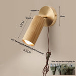 Wood Nordic LED Wall Light - Modern Copper Canopy Bedside Lamp