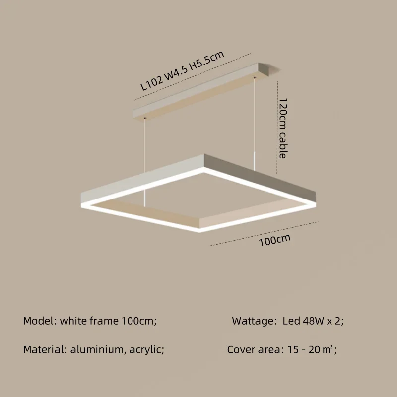 Modern Straight Pendant LED Light - Minimalist Painted Aluminium Chandelier