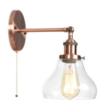 Red Bronze LED Wall Lamp with Pull Chain Switch and Clear Glass