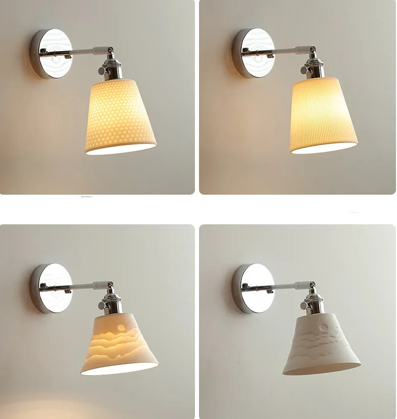 Ceramic LED Wall Light Fixture Up Down Rotate Modern Style Bedside Lamp