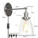 Vintage Single Arm LED Wall Lamp Iron Glass Retro Stair Light
