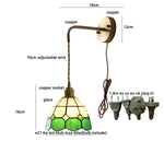 Tiffany Glass LED Wall Lights Modern Pull Chain Bedside Lamp